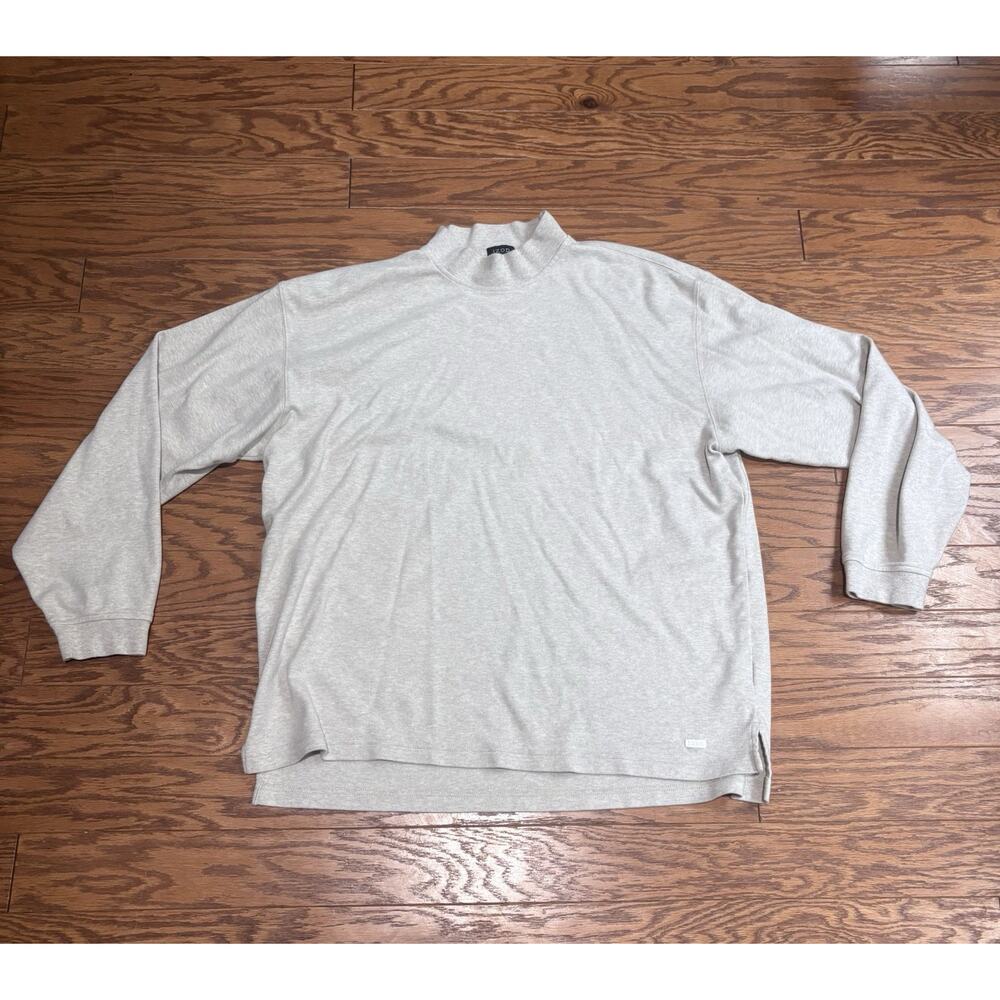 IZOD Men's Beige Long Sleeve Mock Neck Sweater Shirt, Size XXL (2XL)